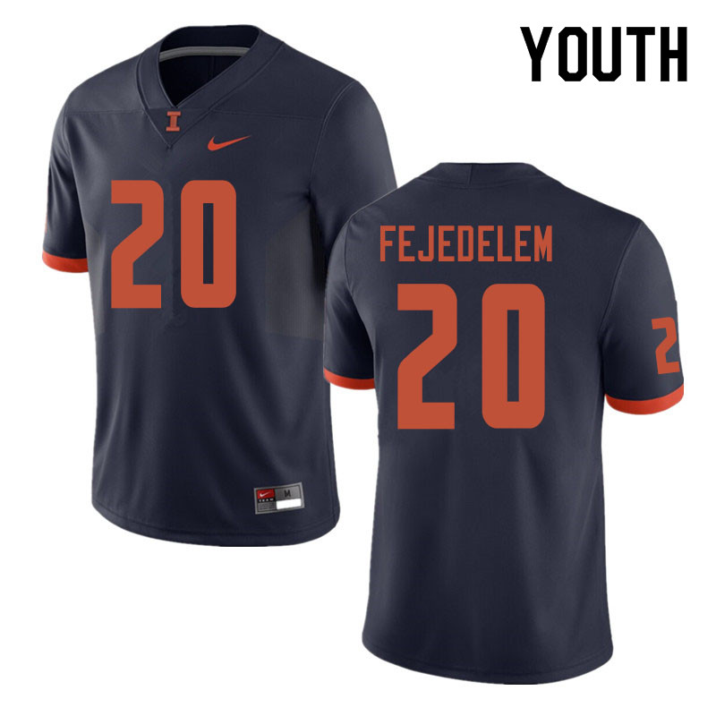 Youth #20 Clayton Fejedelem Illinois Fighting Illini College Football Jerseys Sale-Navy